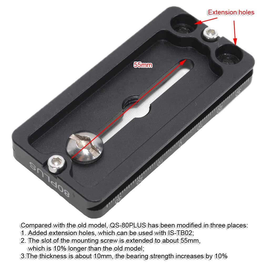iShoot 8cm Quick Release Plate for Large Camera Body with Battery Grip, Compatible with Canon EOS 1D 1Ds 1DX Series, Nikon D1 D2 D3 D4 D5 D6 Series