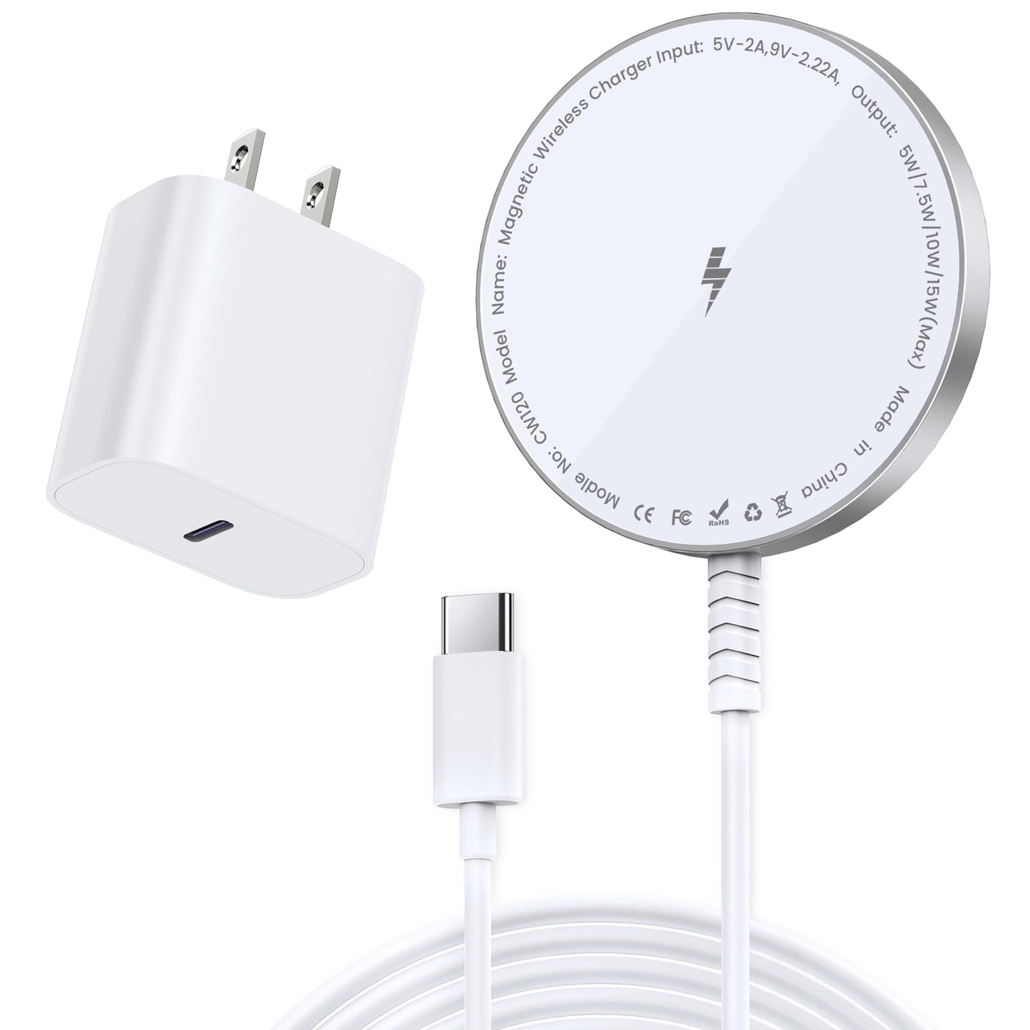 MagSafe Charger [Apple MFi Certified] for iPhone 17/16/15/14/13/12 & Airpods, 15W Fast Magnetic Wireless Charging Pad with 20W USB-C Adapter, Strong