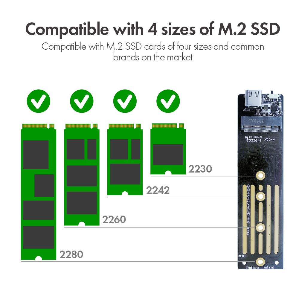 ineo M.2 NVMe (PCIe) SSD Enclosure Built-in Cooling Fan and Write Protection Switch [C2605-NVMe]