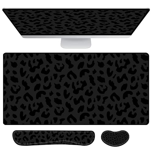 Deokke 3Pcs Large Gaming Mouse Pad Desk Mat,Keyboard Mouse Wrist Rest Support Set,Extended Laptop Mouse Pad Memory Foam Non-Slip Base for Gamer Home