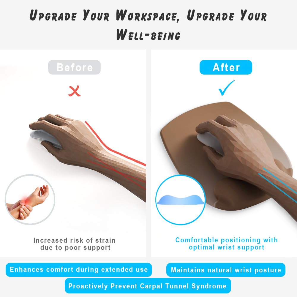 ErgoFlow Gel Wrist Rest Mouse Pad - Ergonomic Cushion for Desk, Cute Aesthetic Computer Decor for Women; Small Mousepad Mat&Laptop Pads - Office, Home