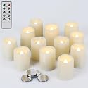 DRomance Flameless Flickering LED Votive Candles Remote and Timer, Battery Operated Tealights Battery Included, Amber Yellow Light 1.5 x 2 inch Set