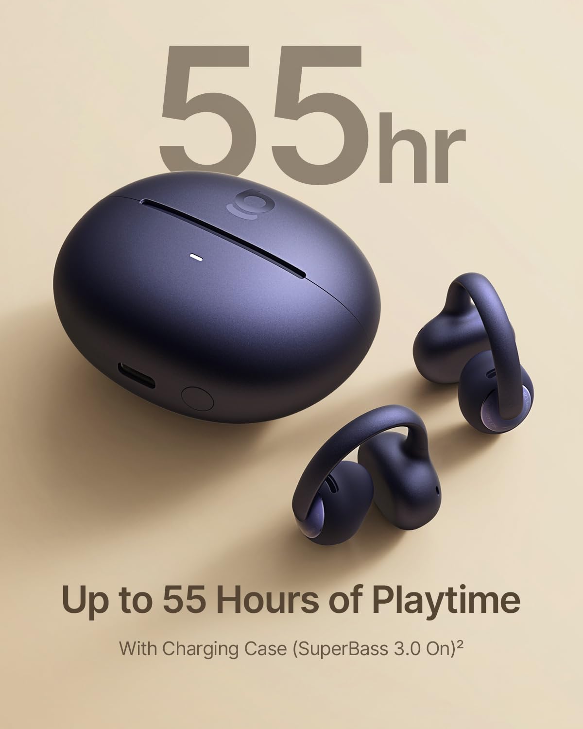 Baseus Bowie MC2 Open Ear Clip On Earbuds, CloudComfort 2.0 Wrap-Around Design, LDAC Hi-Res Audio, Bluetooth 6.0, 55H Playtime, 4-Mic AI Clear Call