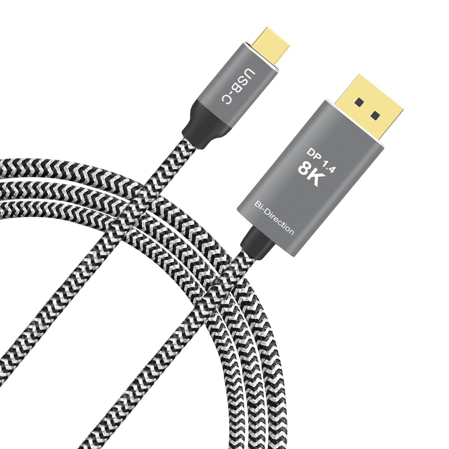 PAKLIMCN 32.4Gbps USB C to DisplayPort 8K Cable - Bidirectional, Supports 4K 144Hz/2K 240Hz, Thunderbolt 4 Compatible, Braided, Works with iPhone