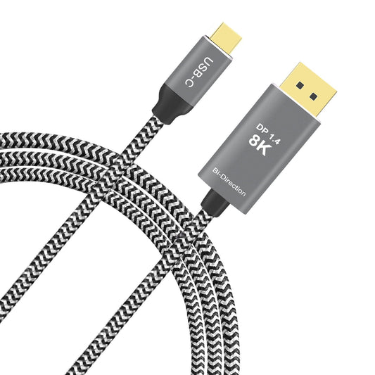 PAKLIMCN 32.4Gbps USB C to DisplayPort 8K Cable - Bidirectional, Supports 4K 144Hz/2K 240Hz, Thunderbolt 4 Compatible, Braided, Works with iPhone