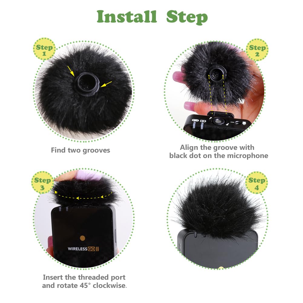 ZRAMO 2x Wind Muff Furry Windscreen Windproof for Wireless Go II Microphone System, WIGOIIS