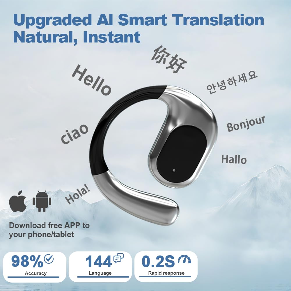 HYGAMOCC AI Real-Time Translation Earbuds,144 Languages 3-in-1 Wireless Bluetooth Earbuds for iOS & Android, Business/Travel/Language Learning…