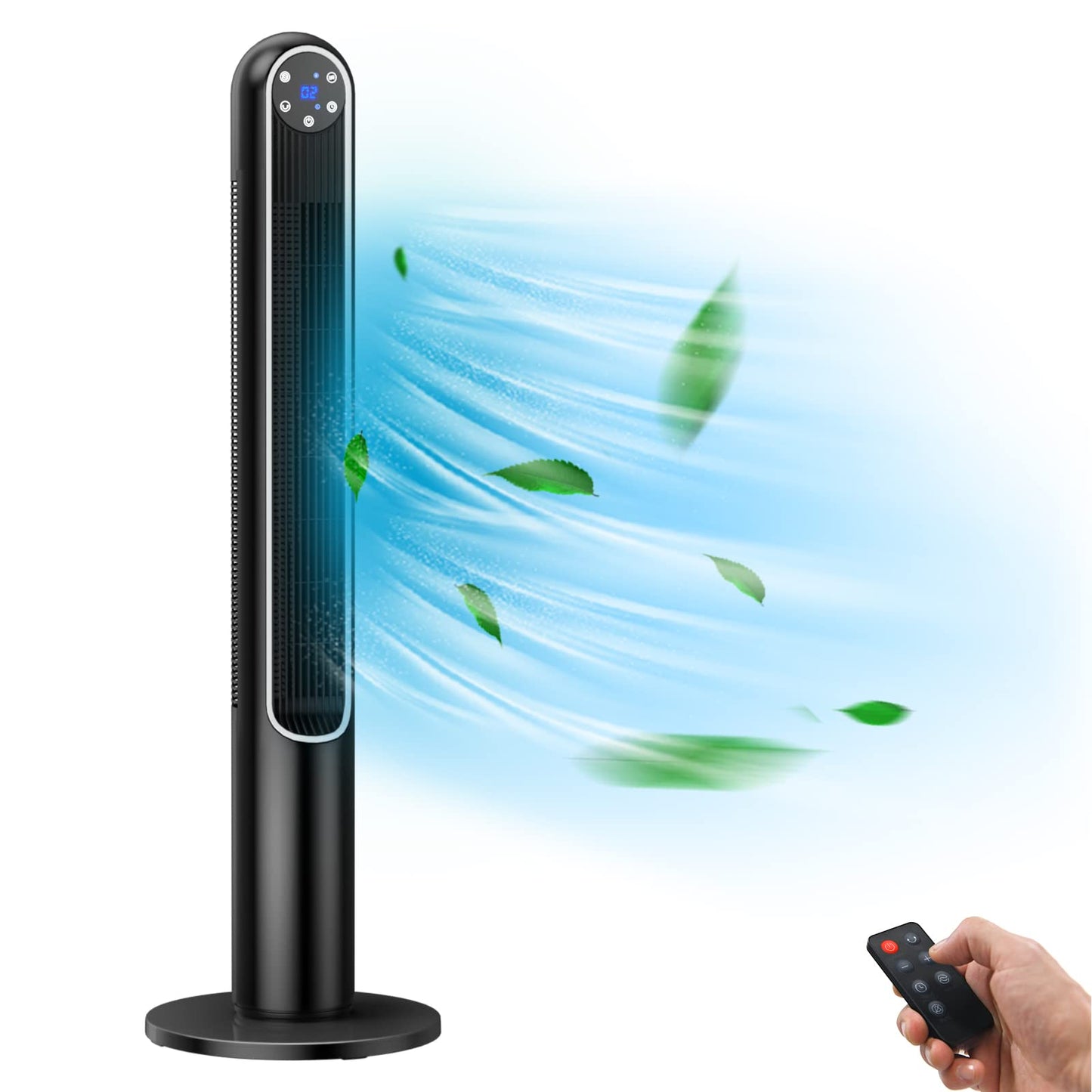 Tangkula 42-Inch Tower Fan with Remote Control, 80˚ Oscillating Standing Fan w/LED Display, 12H Timer & 3 Wind Modes, Portable & Quiet Floor Bladeless