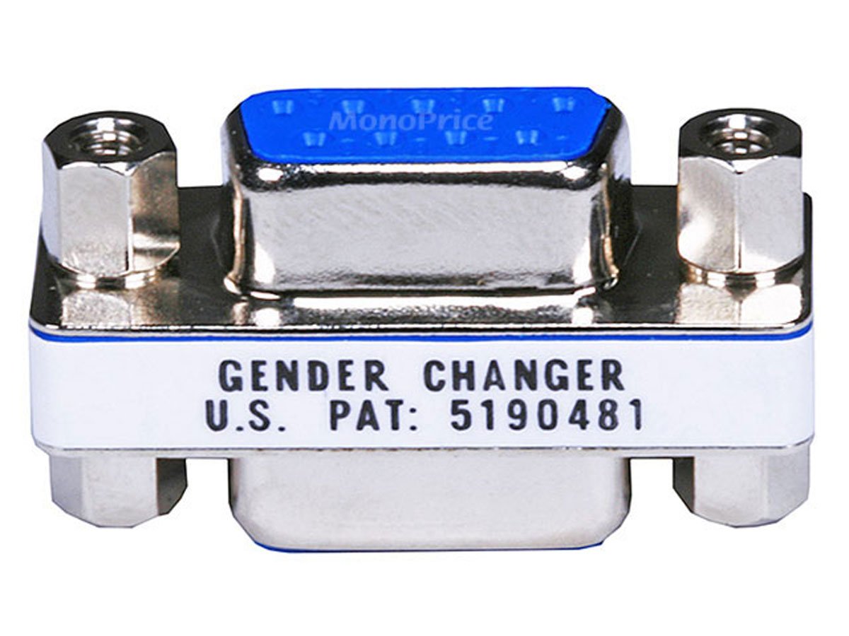 Monoprice DB9 Mini Gender Changer - Female to Female, White