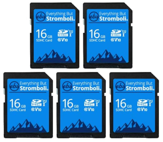 Everything But Stromboli 16GB SD Card (5 Pack) Speed Class 10 UHS-1 U1 C10 16G SDHC Memory Cards for Compatible Digital Cameras, Computer, Trail Cams
