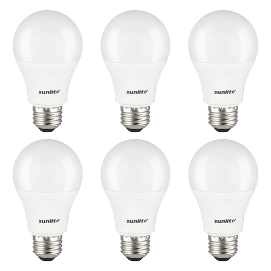 Sunlite LED A19 Light Bulbs, 15 Watts (100W Equivalent), 1500 Lumens, Medium Base (E26), Non-Dimmable, ETL Listed, 3000K - Warm White, 6 Pack