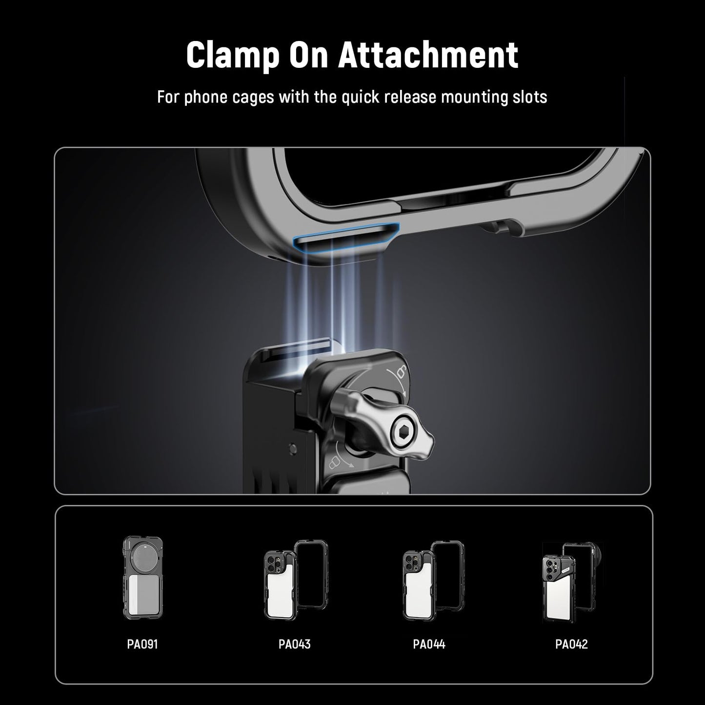 NEEWER Phone Tripod Mount with Arca Type Base, 1/4" Threads, Quick Release Clamp Compatible with iPhone 16 Pro Max S25 Ultra Phone Cage DJI RS4 Mini