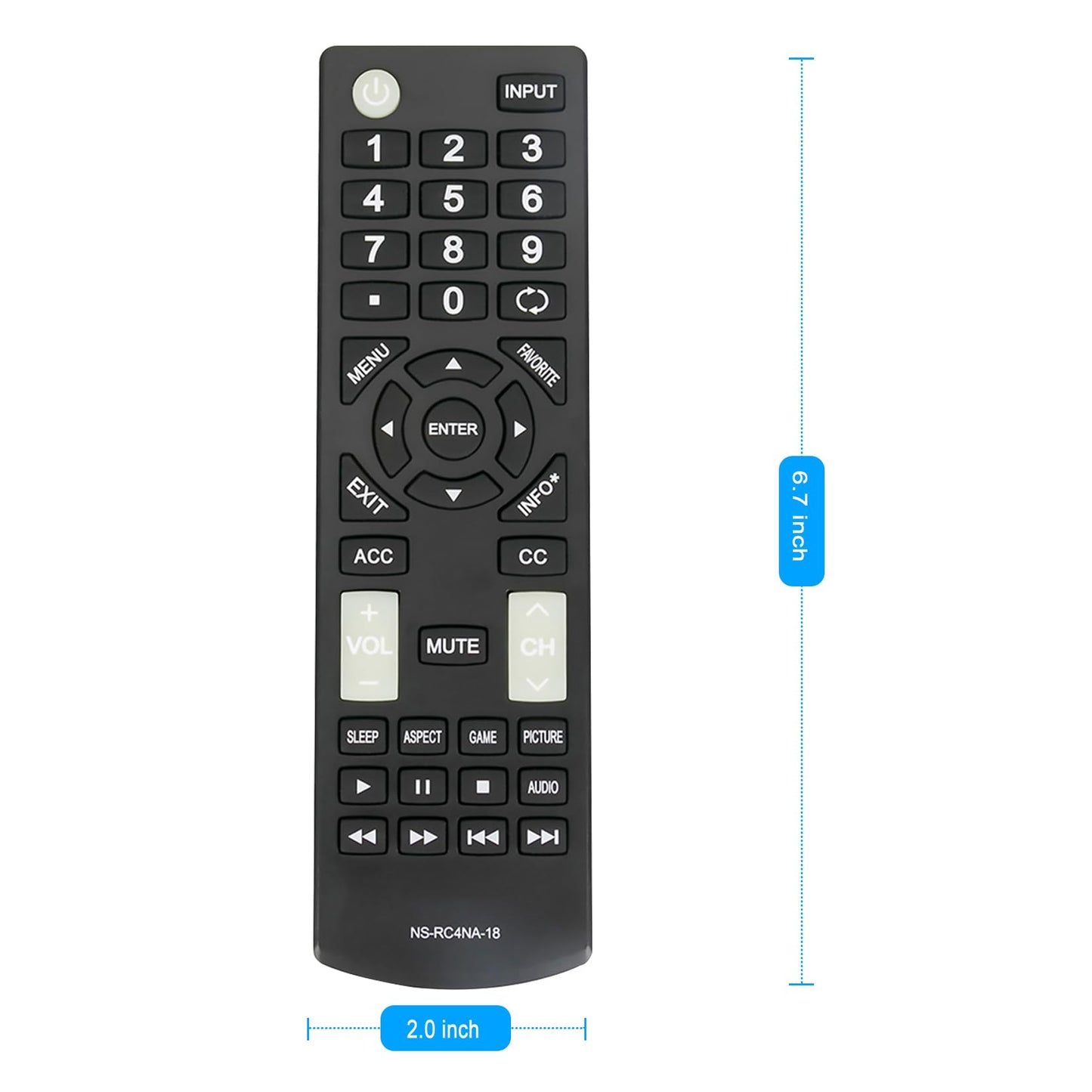 NS-RC4NA-18 Replaced Remote fit for Insignia TV NS-32D311NA17 NS-32D311MX17 NS-40D420NA18 NS-49D420NA18 NS-55D420NA18 NS-40D420MX18 NS-55D420MX18