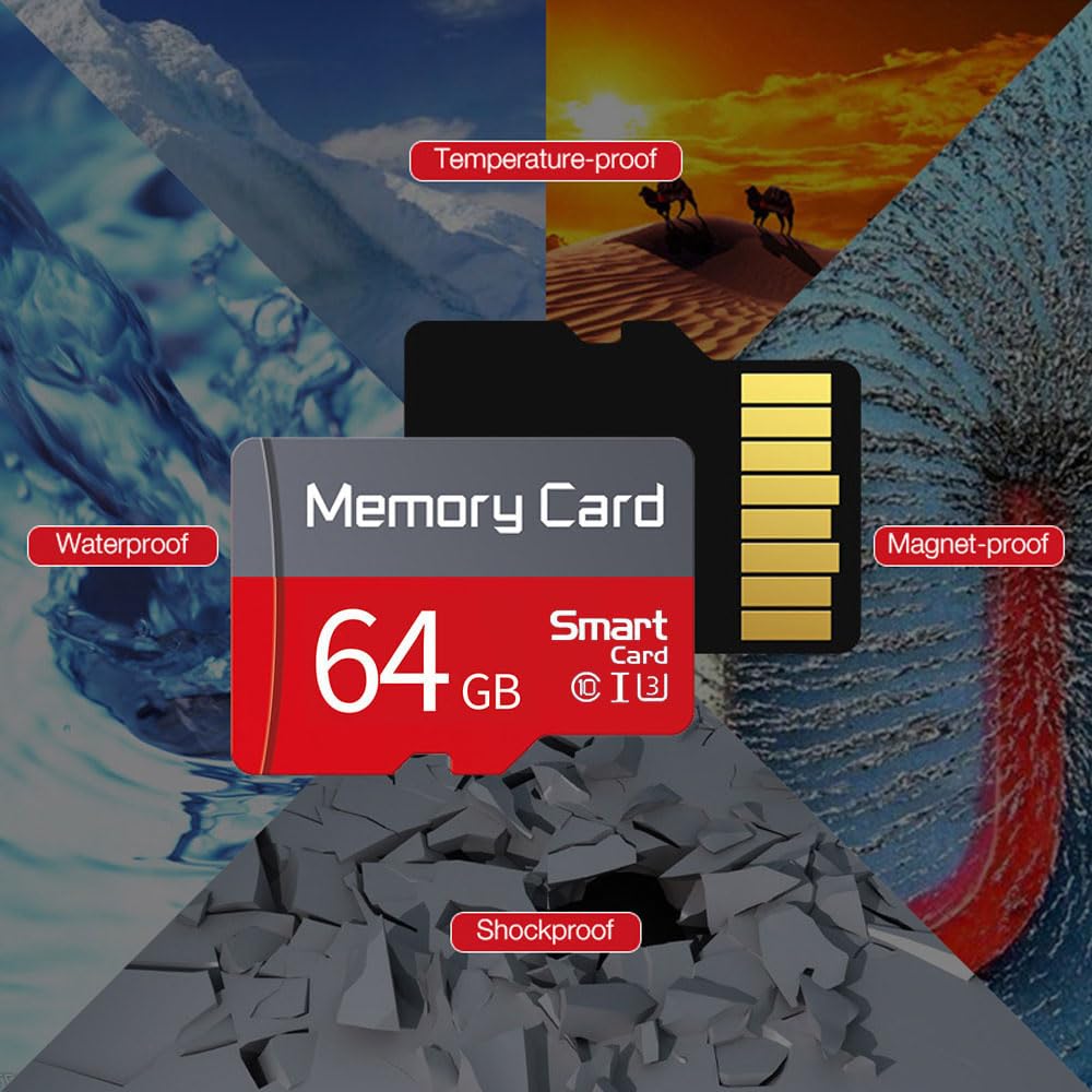 64GB TF Memory Card, Class 10 UHS-I Ultra High Speed SD TF Card with Adapter