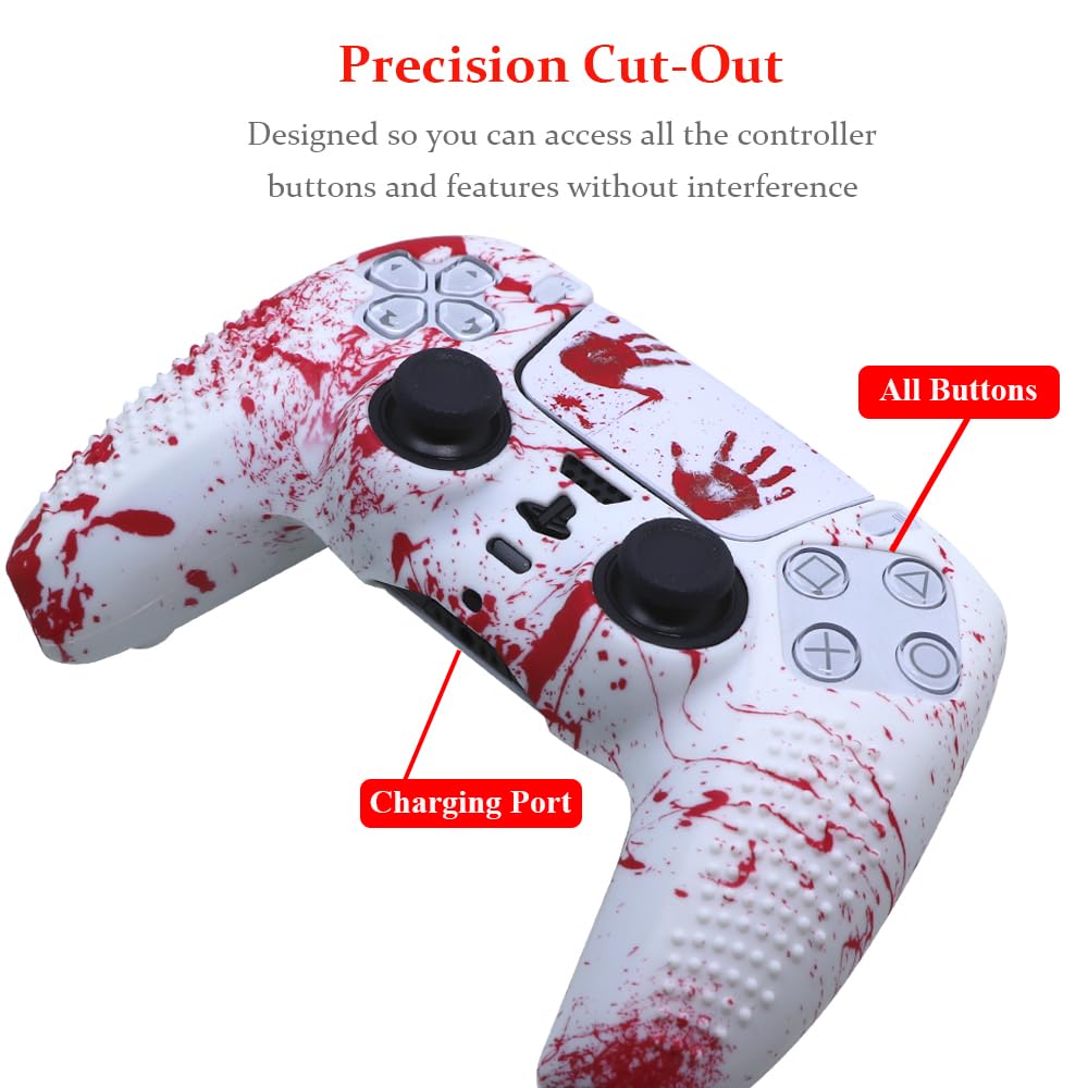 IVYUEEN Anti-Slip Printing Protective Skin for PlayStation 5 PS5 Controller Graffiti Blood Silicone Case for DualSense Wireless Controller with Touch