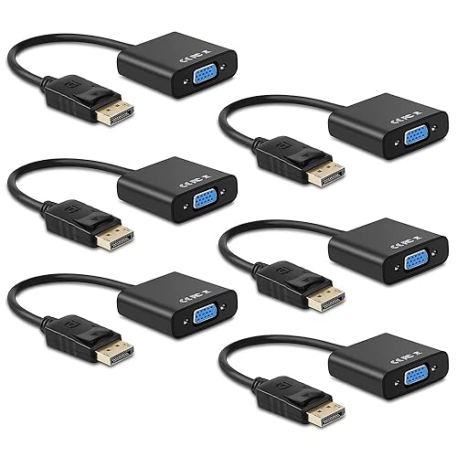 Display Port to VGA, Multi-Pack Gold-Plated DisplayPort to VGA Converter Adapter (Male to Female) for Computer, Desktop, Laptop, PC, Monitor
