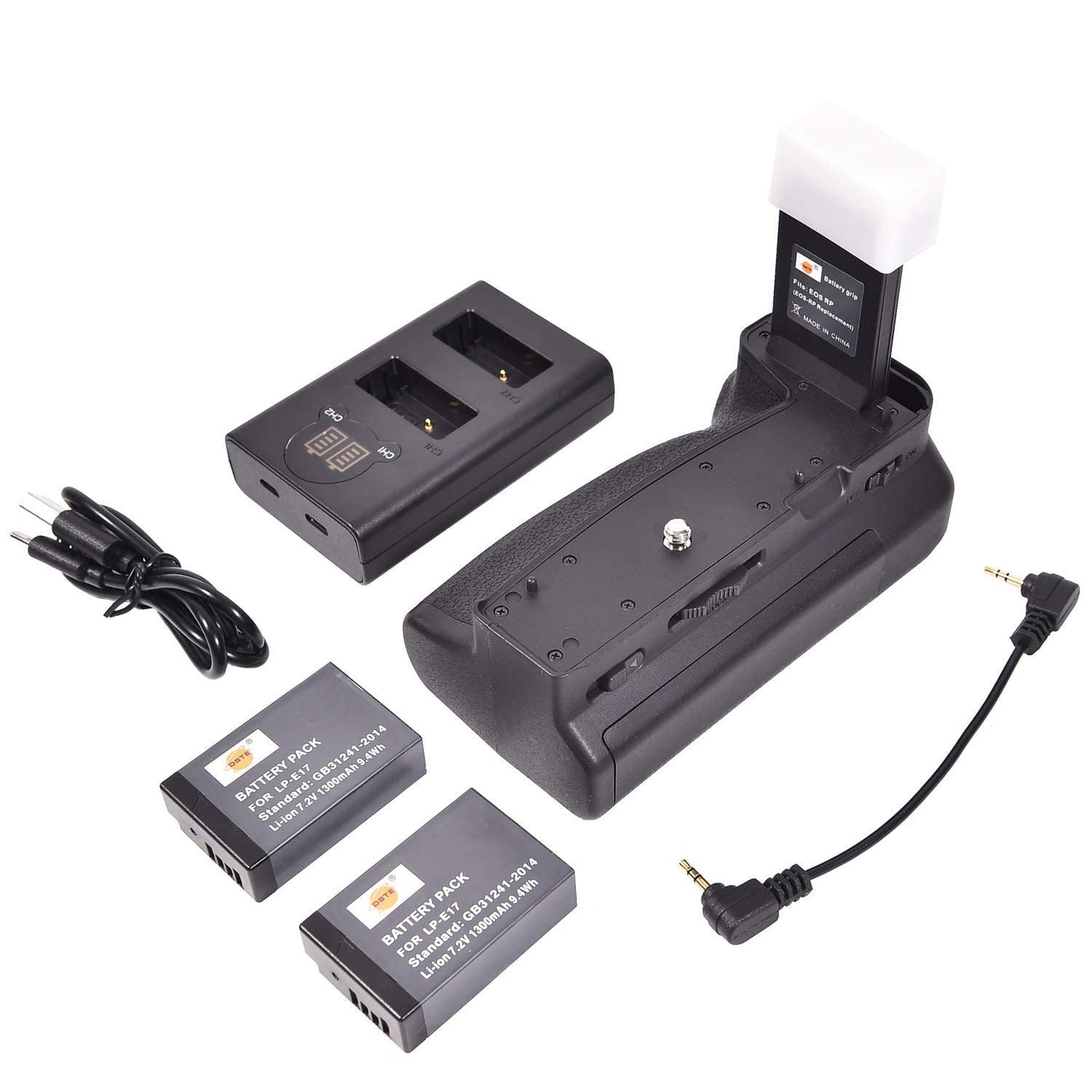 DSTE Pro BG-EOSRP Vertical Battery Grip + 2X LP-E17 Batteries + Dual LCD Battery Charger Compatible with Canon EOS RP R8 Digital Camera