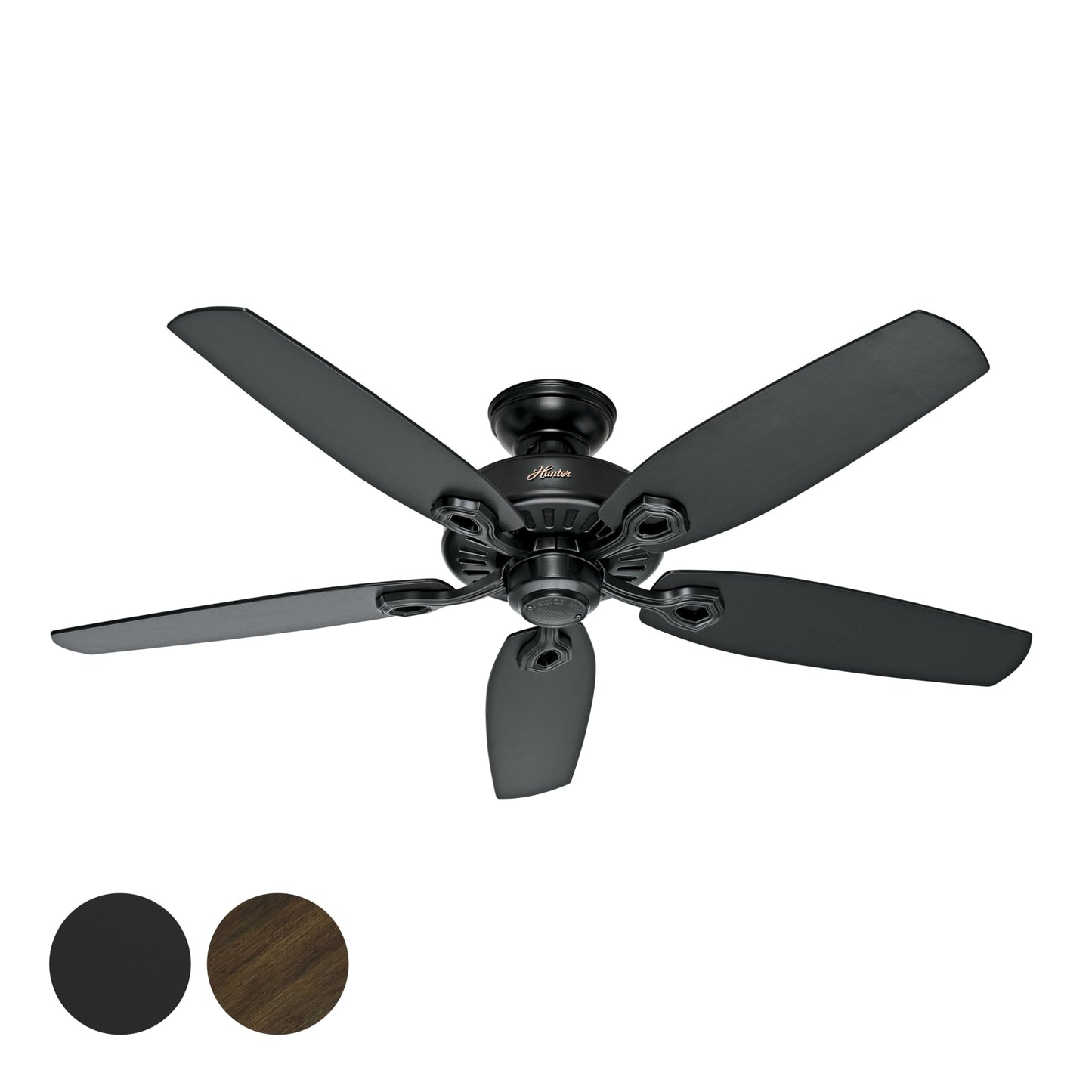 Hunter Fan 52in Ceiling Fan in Matte Black with Matte Black Reversible Fan Blades (Renewed)