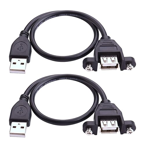 iGreely USB Extension Cable 2Pack 1Ft/30cm USB 2.0 Panel-Mount Type A Male to Type A Female Cable