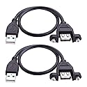 iGreely USB Extension Cable 2Pack 1Ft/30cm USB 2.0 Panel-Mount Type A Male to Type A Female Cable
