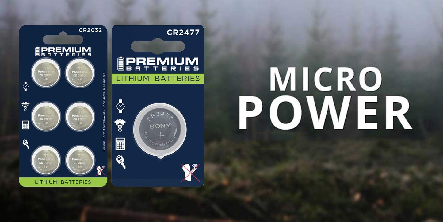 Premium Batteries CR1632 Battery 3V Lithium Coin Cell Child Safe (6 Pack)