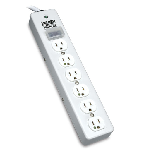TRIPP LITE Hospital-Grade Surge Protector Medical Power Strip, 6 Outlets, Right-Angle NEMA 5-15PHG Plug, 10 Foot / 3M Cord, 1050 Joule Protection