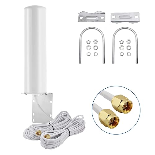 High Gain 10-12dBi Dual SMA Male 698-2700 MHz 3G/4G LTE Omni-Directional Outdoor Pole/Wall Mount Antenna for Mobile Cell Phone Cellular 4G LTE Router