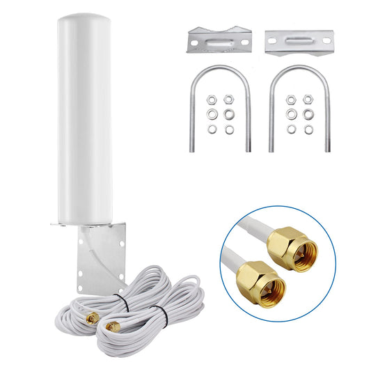 High Gain 10-12dBi Dual SMA Male 698-2700 MHz 3G/4G LTE Omni-Directional Outdoor Pole/Wall Mount Antenna for Mobile Cell Phone Cellular 4G LTE Router