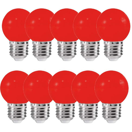 Lxcom Lighting LED Red Light Bulb Color 1W Globe Bulbs G45 LED Colored E26/E27 Medium Base Christmas Holiday Mini Decorative Light Bulb for Wedding
