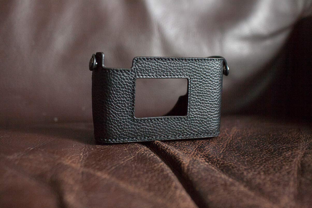 Funper Handmade Genuine Real Leather Half Camera Case Bag Cover for Minolta CLE Black