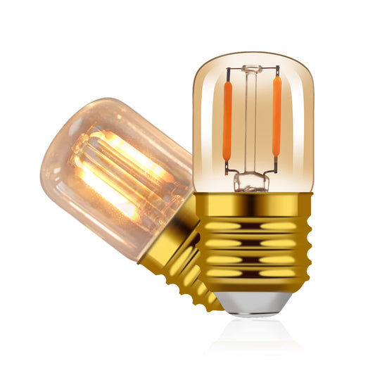 Hcnew E26 LED Amber Night Light Bulbs 1W, T28 Mini Edison Tube Lamp 2200K Warm, 10W Incandescnet Equivalent,Non-Dimmable Replacement Decorative Bulb