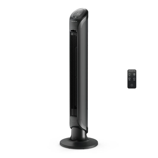 Rowenta, Tower Fan, Fresh 180° Oscillating Fan, Quiet Floor Fan for Bedroom, 3 Speeds, Powerful Cooling 40 Inch Standing Fan, Black, Indoor, VU6661