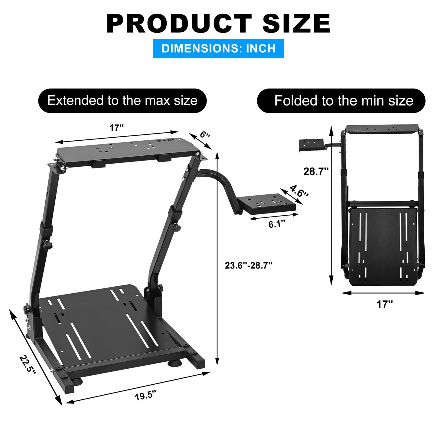 CXRCY Racing Wheel Stand Height Adjustable & Foldable Steering Wheel Stand Compatible with Logitech G920 G29 G27 G25 Gaming Cockpit (Wheel and Pedals