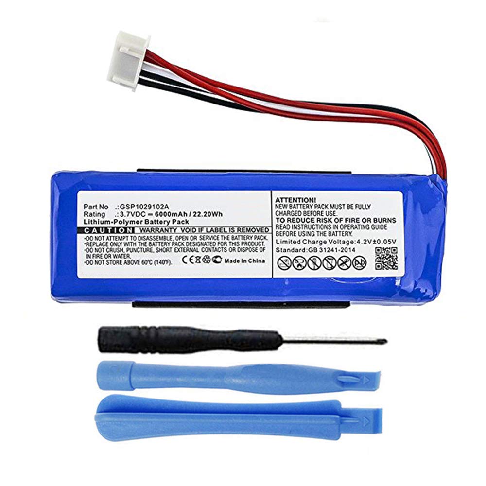 MPF Products 6000mAh GSP1029102A Battery Replacement Compatible with JBL Charge 3 2016 Waterproof Bluetooth Speaker