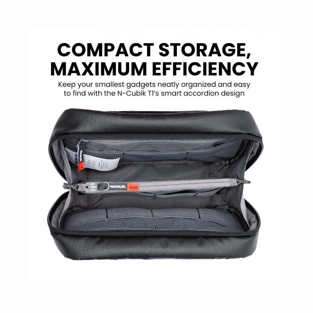 NANUK N-Cubik T1 Camera Bag Insert - Compact Water-Resistant Pouch - Shockproof Protective Camera Insert for Backpack - Perfect for Accessories & Gear