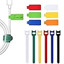 TOPNI 100 Pcs Multicolor Write On Cable Labels & Reusable Fastening Cable Ties Set for Cable Management in Home Office