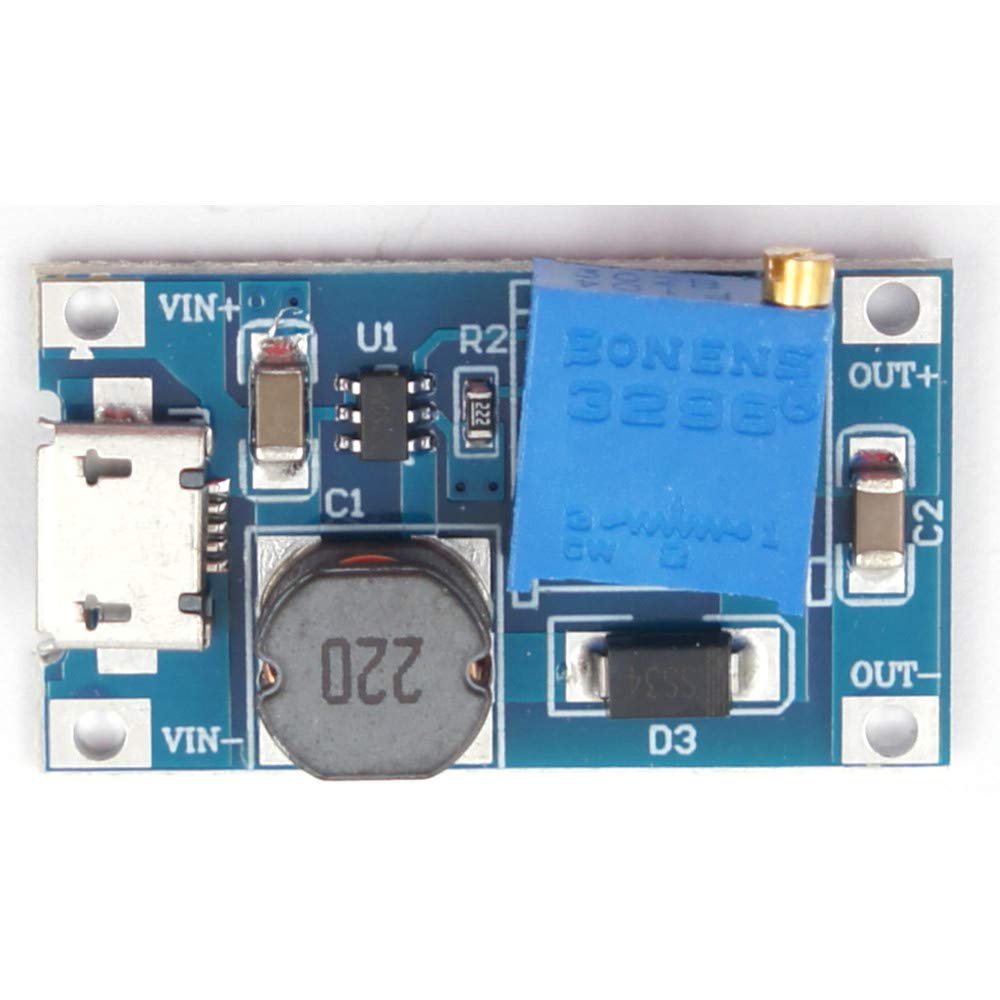 20pcs JacobsParts DC-DC Micro-USB Step Up Boost Module 2-24V Input 5V 9V 12V 28V Adjustable Output Power Converter MT3608