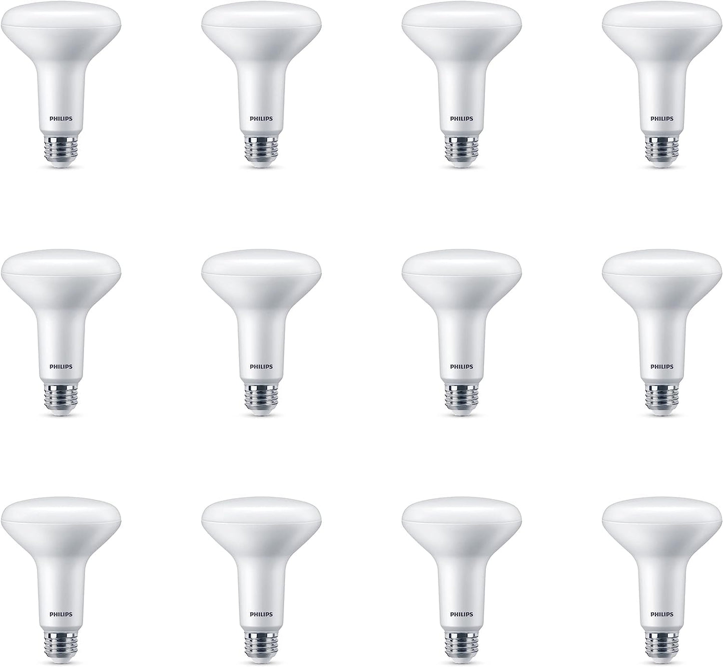 PHILIPS LED 65W BR30 12-Pack Basic LED Soft White (2700K) 650 Lumen (7.2W = 65W) Dimmable Frosted Flicker-Free Light Bulbs