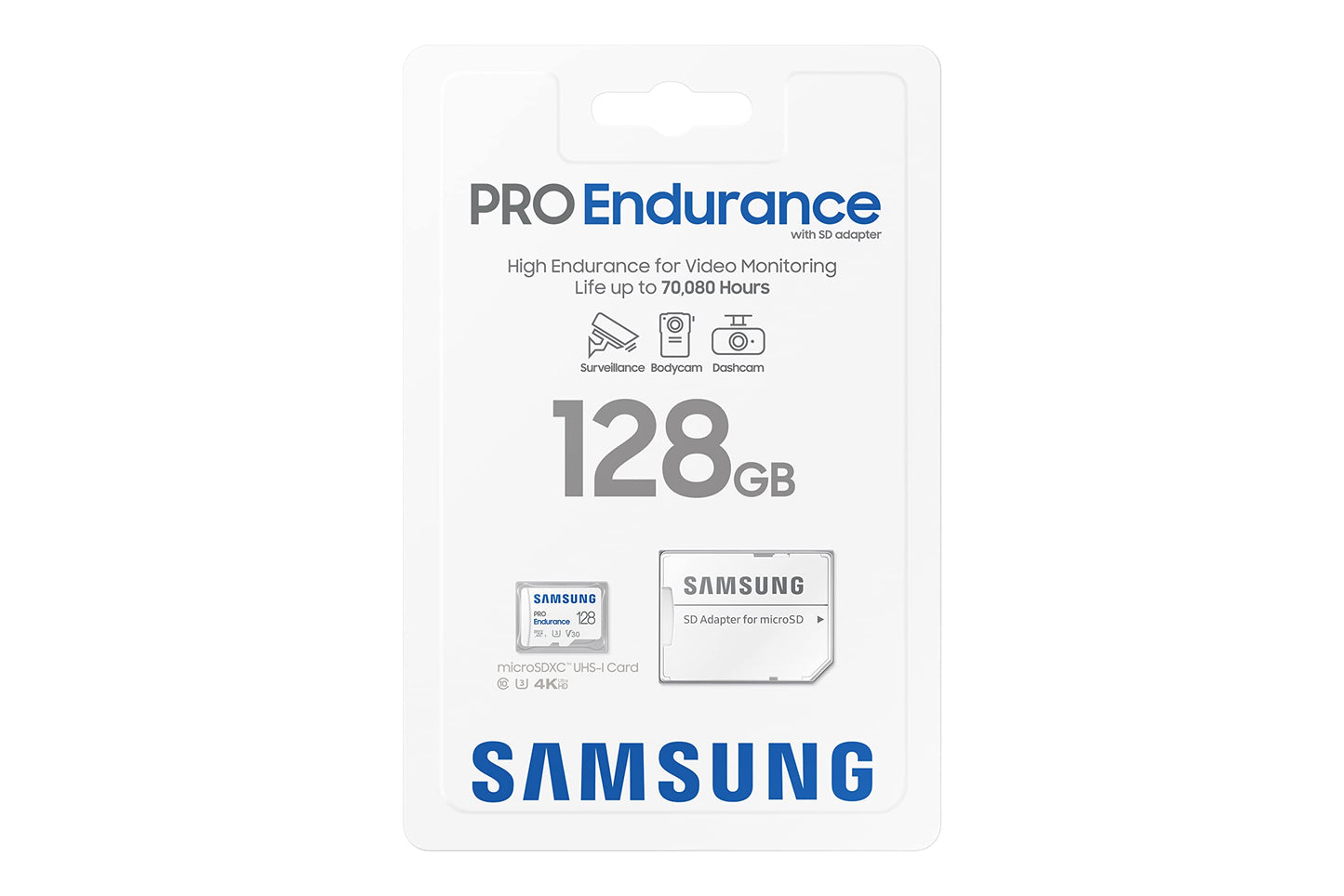 Samsung PRO Endurance 128GB MicroSDXC Memory Card with Adapter for Dash Cam, Body Cam, and Security Camera - Class 10, U3, V30 (MB-MJ128KA/AM)