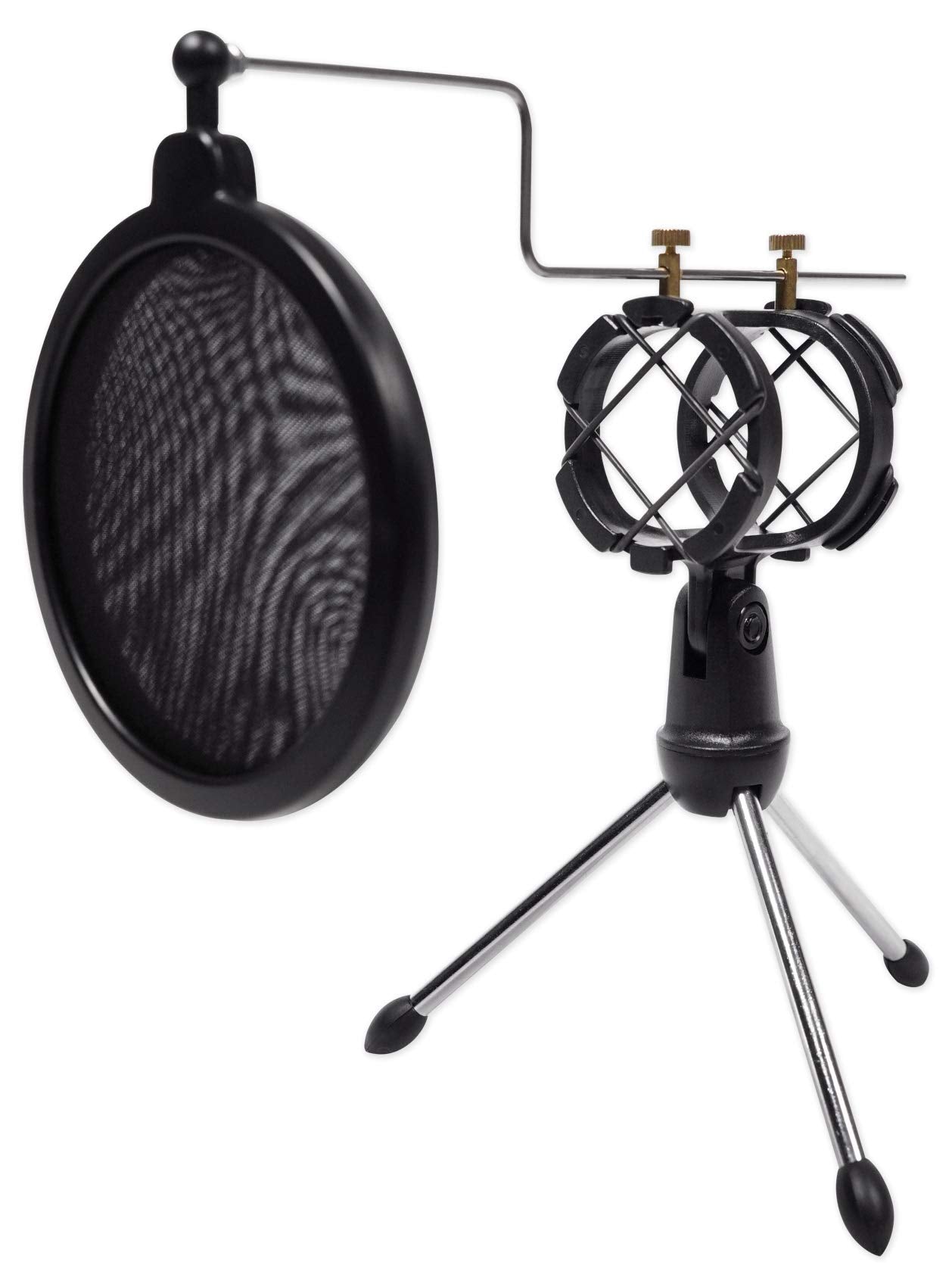 Rockville RTMS21 Dynamic Desktop Tripod Microphone Stand with Shock Mount and Pop Filter, Adjustable Angle, Durable, Lightweight, Ideal for