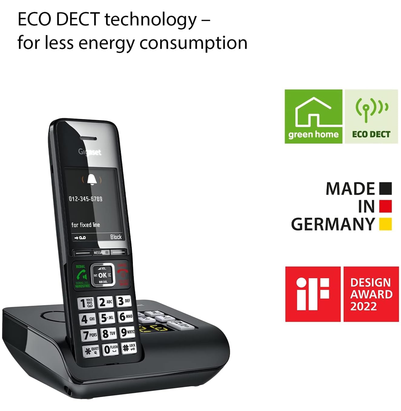 Gigaset Comfort 552A - Cordless DECT Phone - Answering Machine - Made in Germany - Elegant Design - Hands-Free Mode - Comfort Call Protection - Big