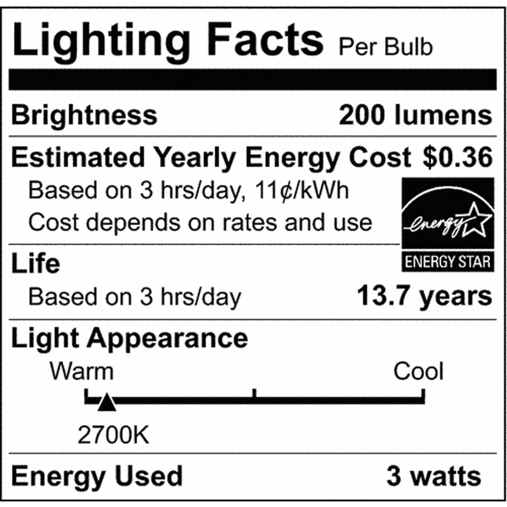 Satco S21818 3 Watt B11 LED Bulb, Frosted, Candelabra Base, 2700K, 200 Lumens, 120 Volt, 2-Pack