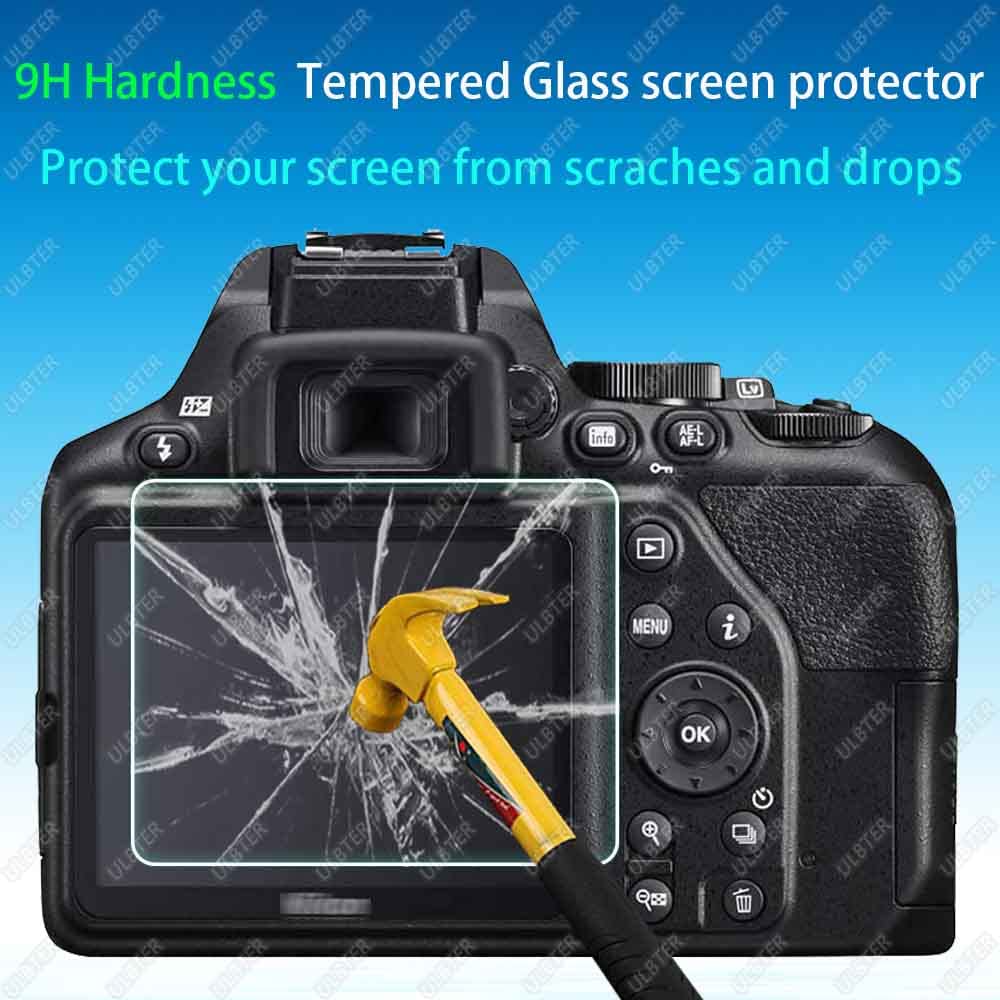 ULBTER Screen Protector Appliable for Nikon D3500 D3400 D3300 D3200 D3100 Camera & Hot Shoe Cover,[2+3Pack] 9H Hardness Tempered Glass Anti-Scrach