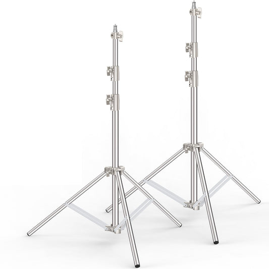 Anautin 9.2 FT Stainless Steel Light Stand Photography, 2 Pack Heavy Duty Photography Tripod Stand with 1/4” to 3/8” Screw Adapter for Strobe,LED