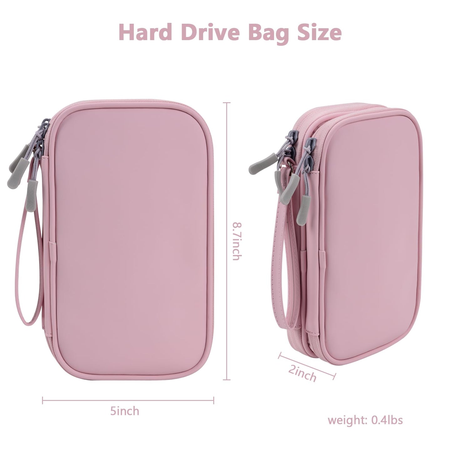 Weemia Tech Organizer Travel Carrying Case Cables Pouch Organize and Storage Accessories Electronics Cords Charger Cell Phone Power Bank (Pink-Soft-M)