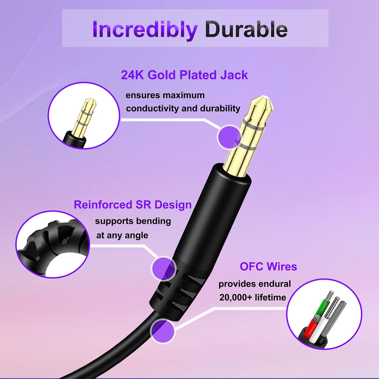 Beats Headphones Replacement Audio Cable Wire 3.5mm to 3.5mm Aux Cord Compatible with Beats Solo2 Solo3 Studio3 Wireless HD Pro by Dr. Dre Sony…