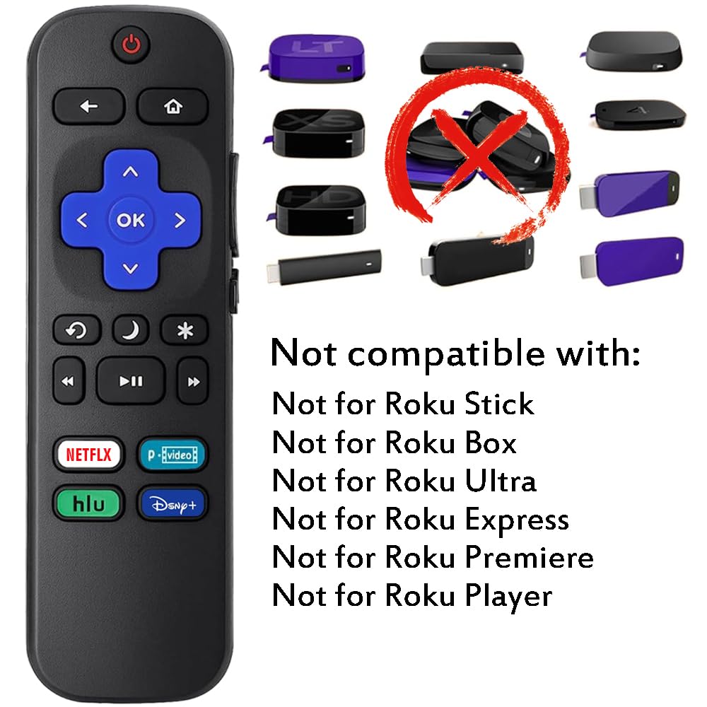 2Pcs Replacement Remote Control Compatible for Roku TV, Universal Remote Fit