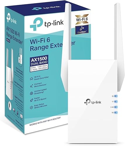TP-Link AX1500 WiFi 6 Extender, Up to 1500Mbps, Next-Gen Dual Band WiFi Booster, WiFi Repeater with Gigabit Port, Access Point Mode, 2 External