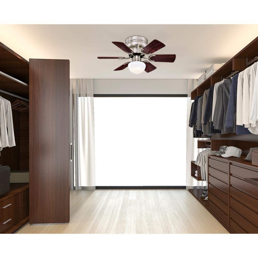 Ciata Lighting Petite 30-Inch Indoor Ceiling Fan in Brushed Nickel Finish with Dimmable LED Light Fixture in Opal Mushroom Glass with Reversible