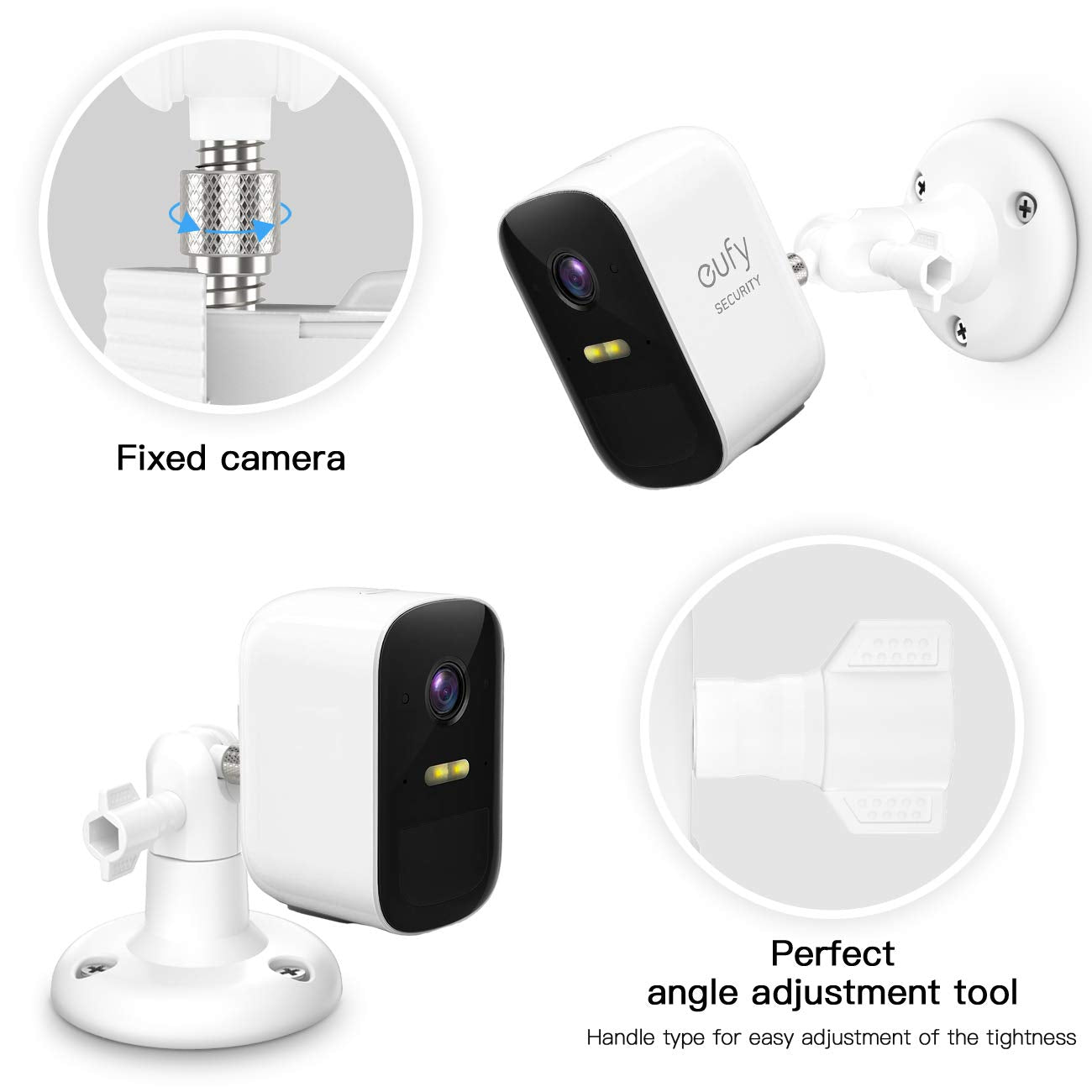VOMENC Adjustment Wall Mount Holder Compatible with Eufycam 2,eufyCam 2C/2C Pro, 2/2 Pro, 3C/S300, 3/S330 and Other Eufycams Compatible Models,1/4"